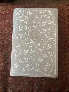 HOLY BIBLE - Light Gray Floral Soft Cover